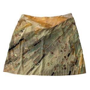 LA PERLA Size 42 Mini Skirt Geometric Y2K Graphic Print Applied Detail Embellish